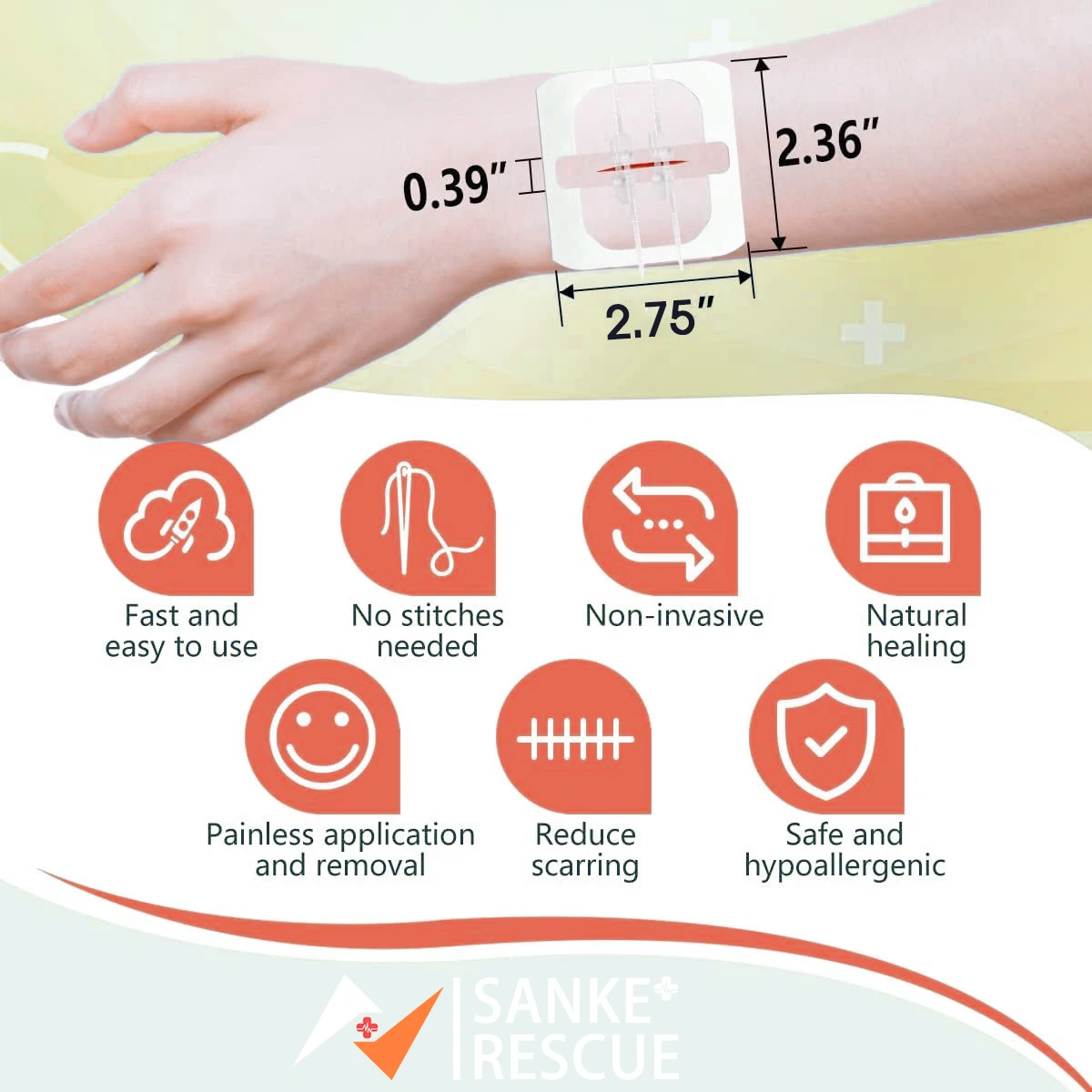 Cerotto con cerniera Dispositivo per la chiusura della ferita indolore Cerotti per medicazione per ferite senza sutura Cerotto per riduttore di sutura con cerniera