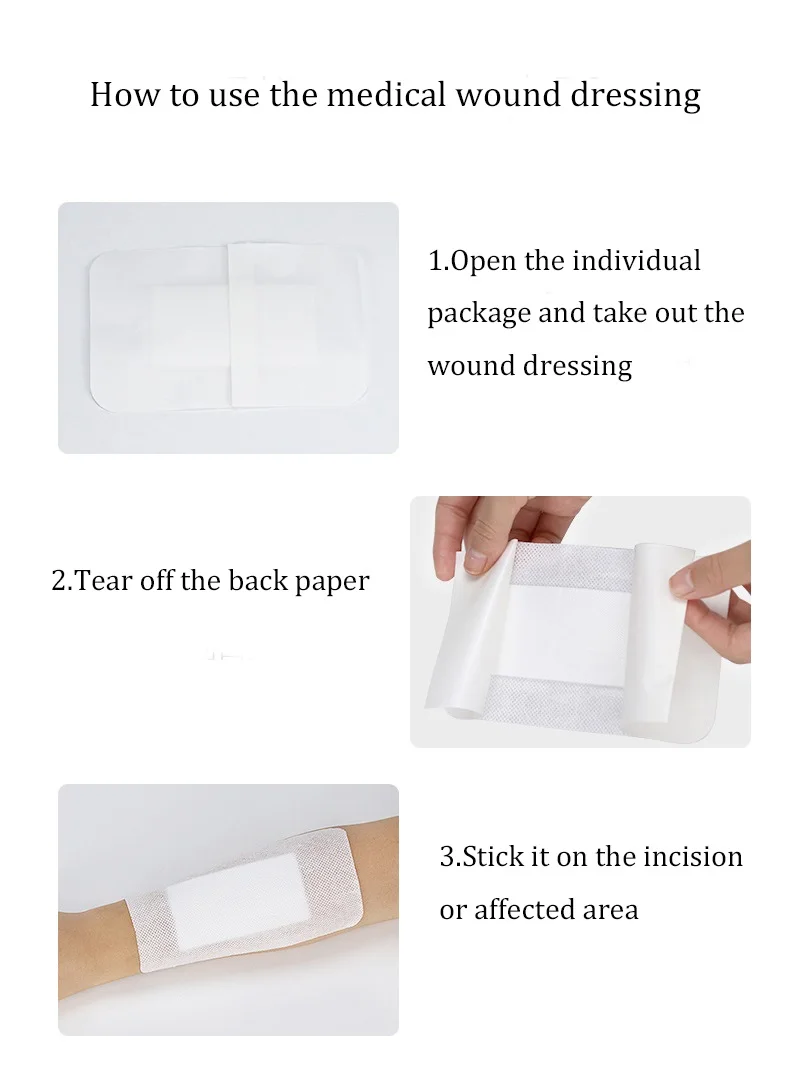 40 pz Traspirante Medicazione Medica della Ferita Adesivi Sterili Adesivo Non tessuto Garza Chirurgica Cura Medicazione Patch 10x1 0/15/20/25 cm
