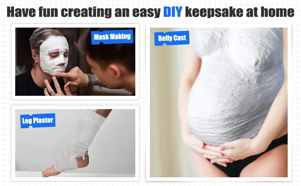 Rotoli di stoffa di gesso Strisce di garza bianca Bende avvolgenti per maschere artigianali per la pancia Creazione di stampi per il corpo Arte paesaggistica