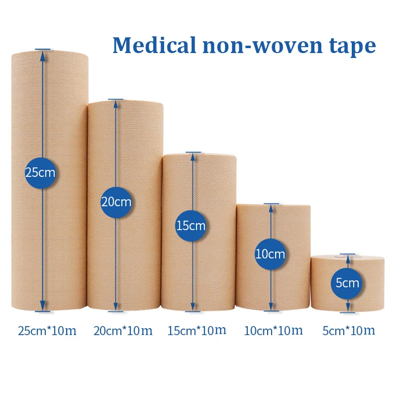 1 rotolo fasciatura in tessuto Non tessuto traspirante autoadesivo garza medica catetere in gesso medicazione per ferite nastro di fissaggio 5/10/15/20/25cm x 10m