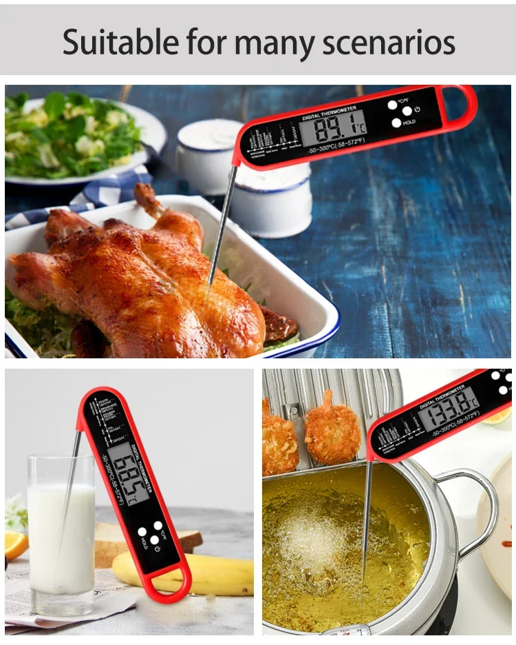 Termometro Digitale Professionale per Carne, Lettura Istantanea, Alta Precisione, Impermeabile, Retroilluminato per Cucina, Griglia, BBQ, Forno