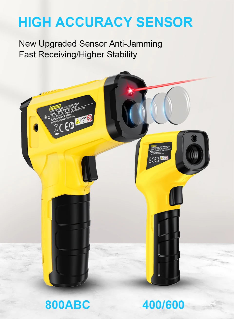 Mestek -50-800 ℃   Termometro digitale a infrarossi Schermo LCD a colori Misuratore di temperatura Retroilluminazione Allarme Termometro a maniglia Pirometro