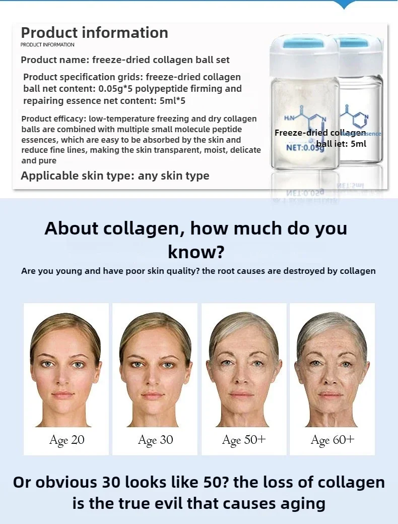 Corea Viso Idrolizzato Seta Proteina Collagene Filo Sfera Siero Idratazione Idratazione Lifting Firm Linee sottili Essenza Cura della pelle