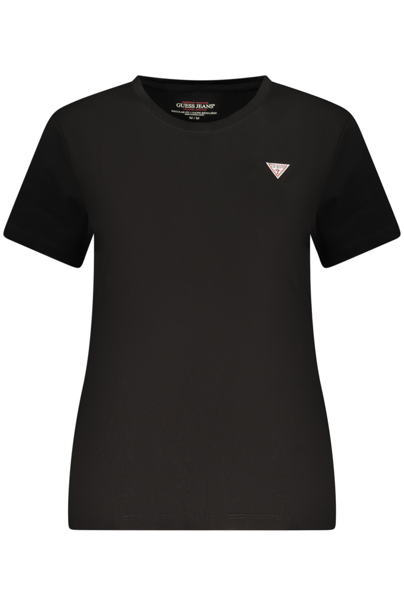 GUESS JEANS T-SHIRT MANICHE CORTE DONNA NERO