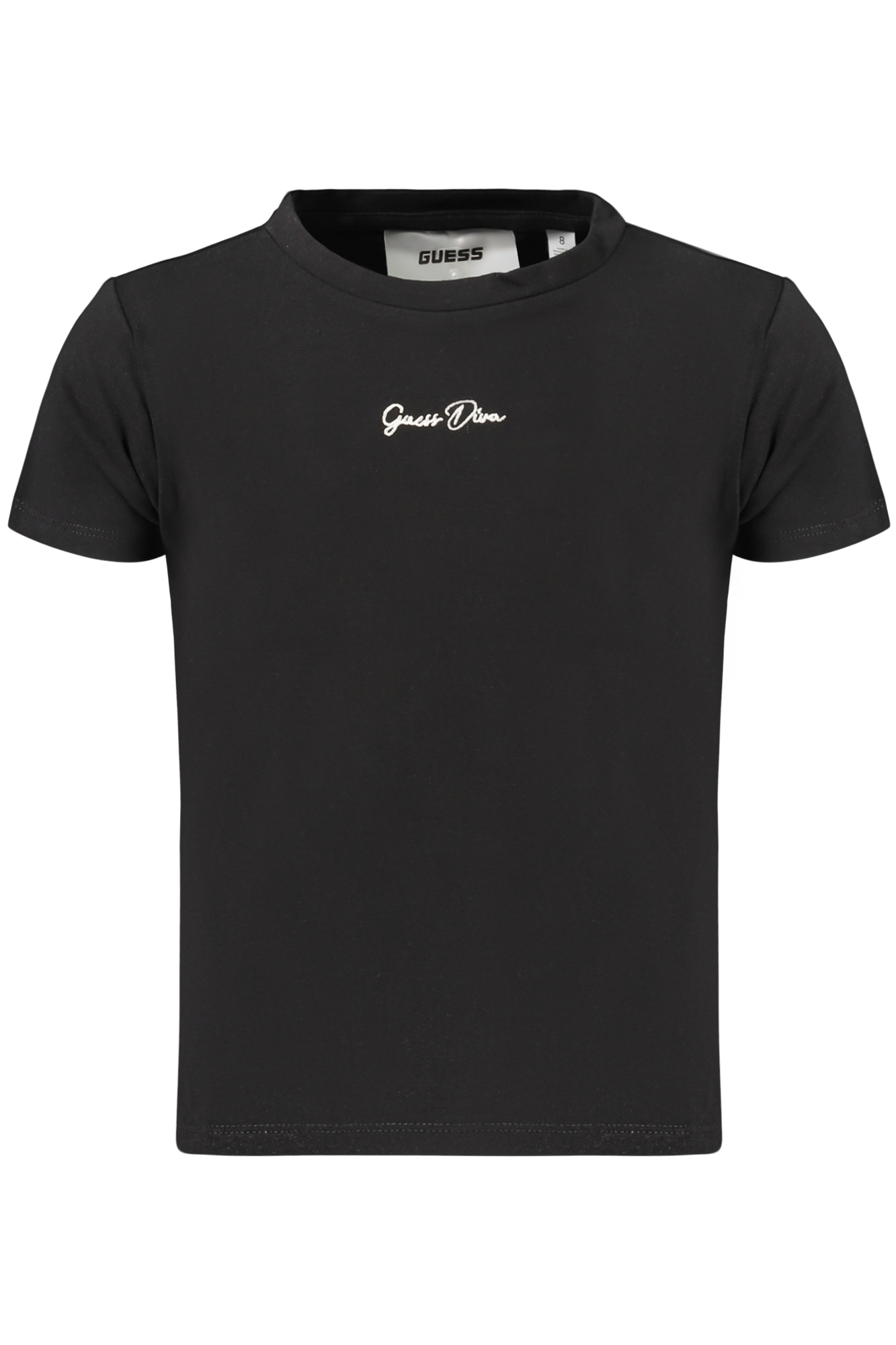 GUESS JEANS T-SHIRT MANICHE CORTE BAMBINA NERO