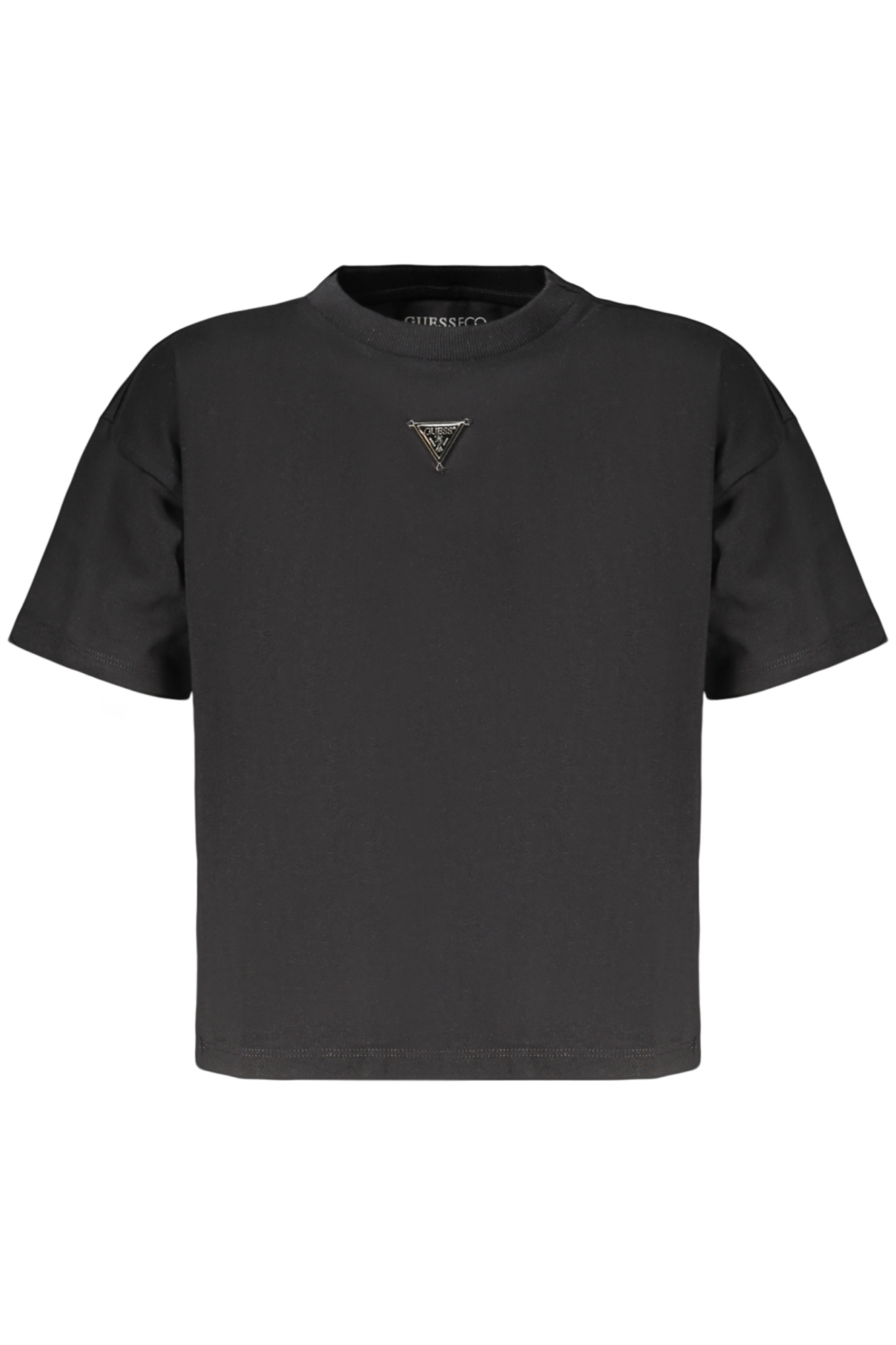 GUESS JEANS T-SHIRT MANICHE CORTE BAMBINO NERO