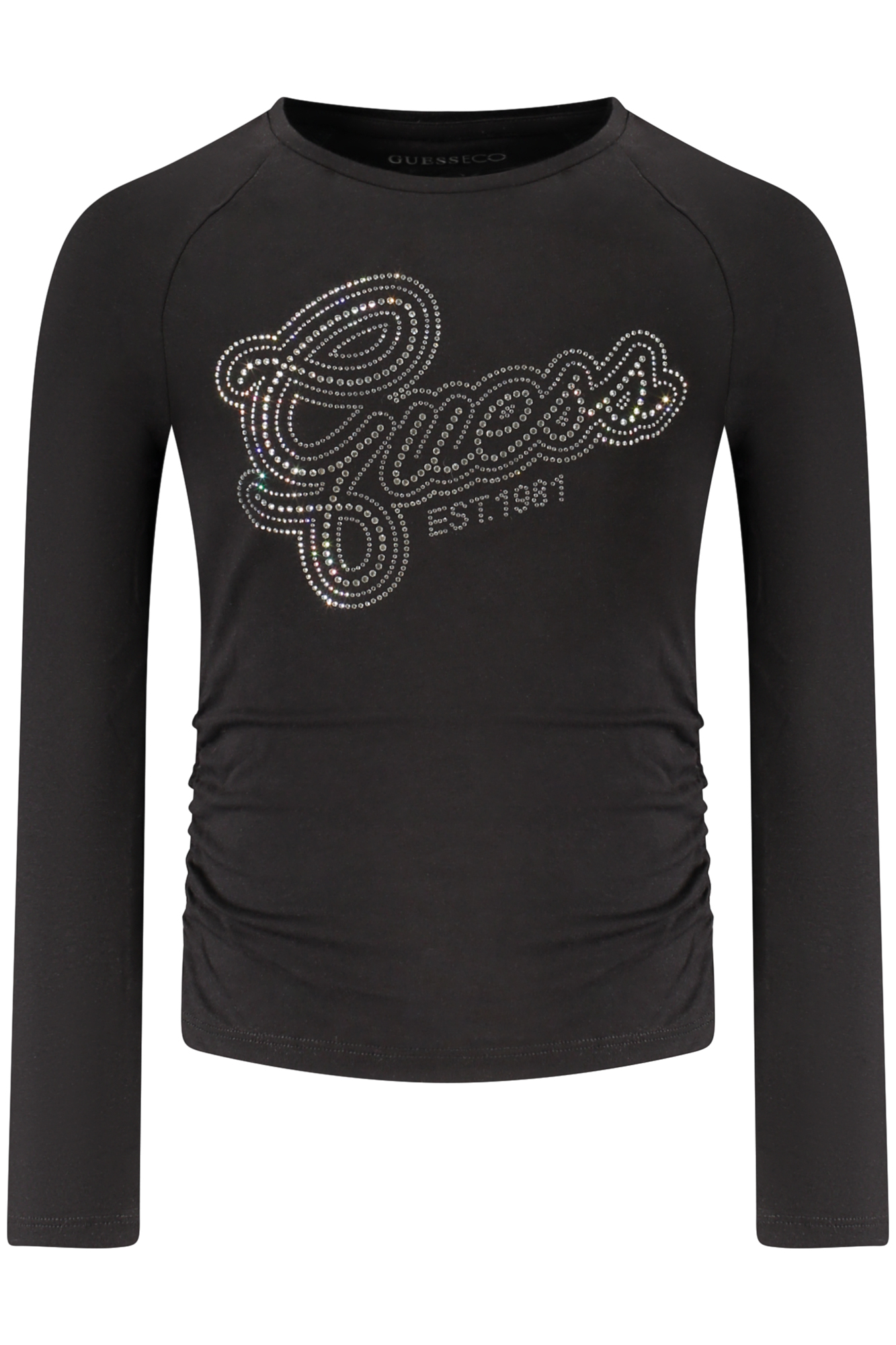 GUESS JEANS T-SHIRT MANICHE LUNGHE BAMBINA NERO