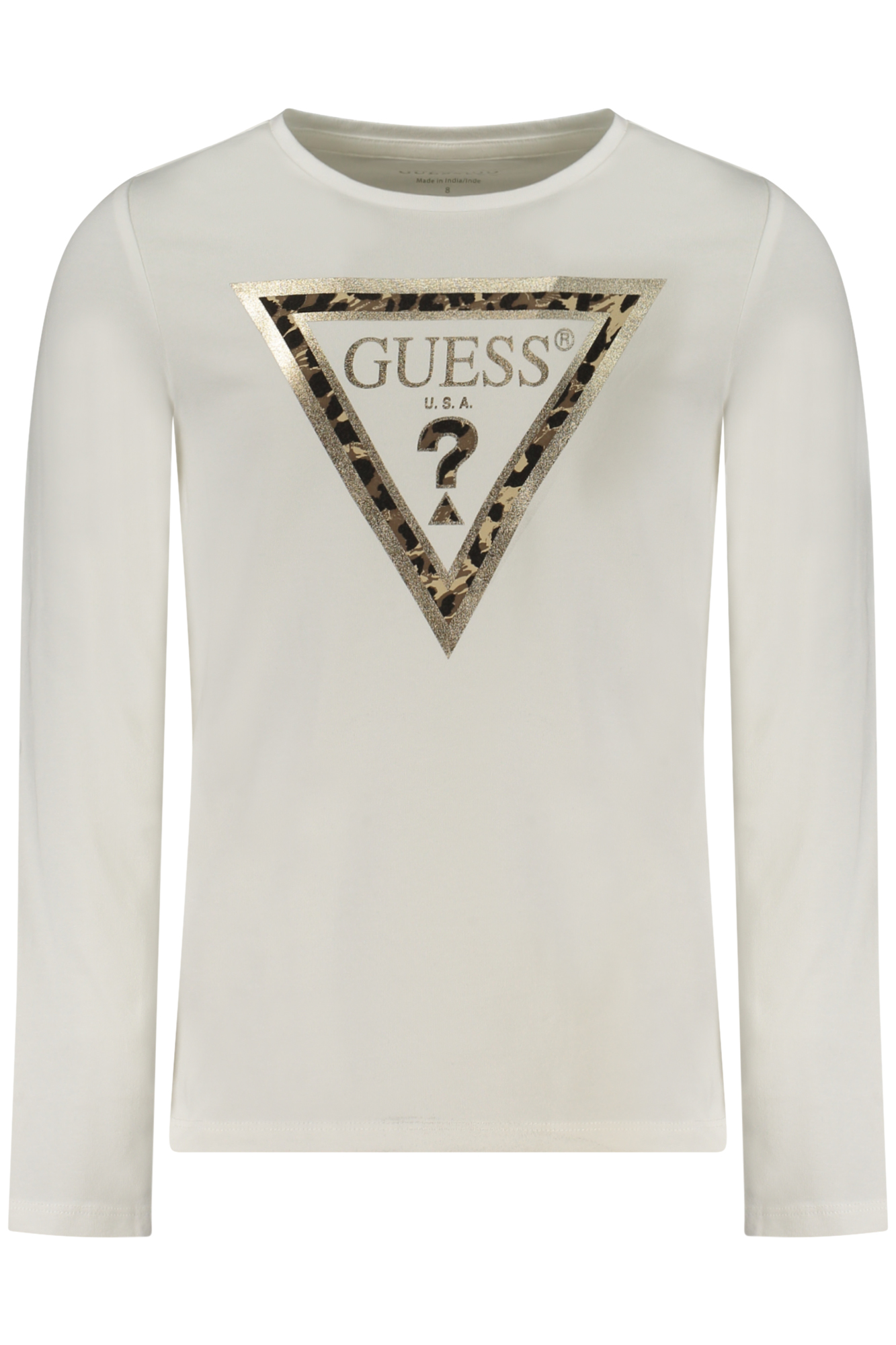 GUESS JEANS T-SHIRT MANICHE LUNGHE BAMBINA BIANCO