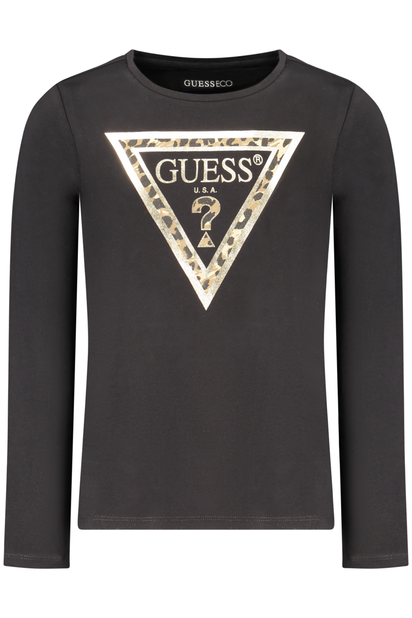 GUESS JEANS T-SHIRT MANICHE LUNGHE BAMBINA NERO