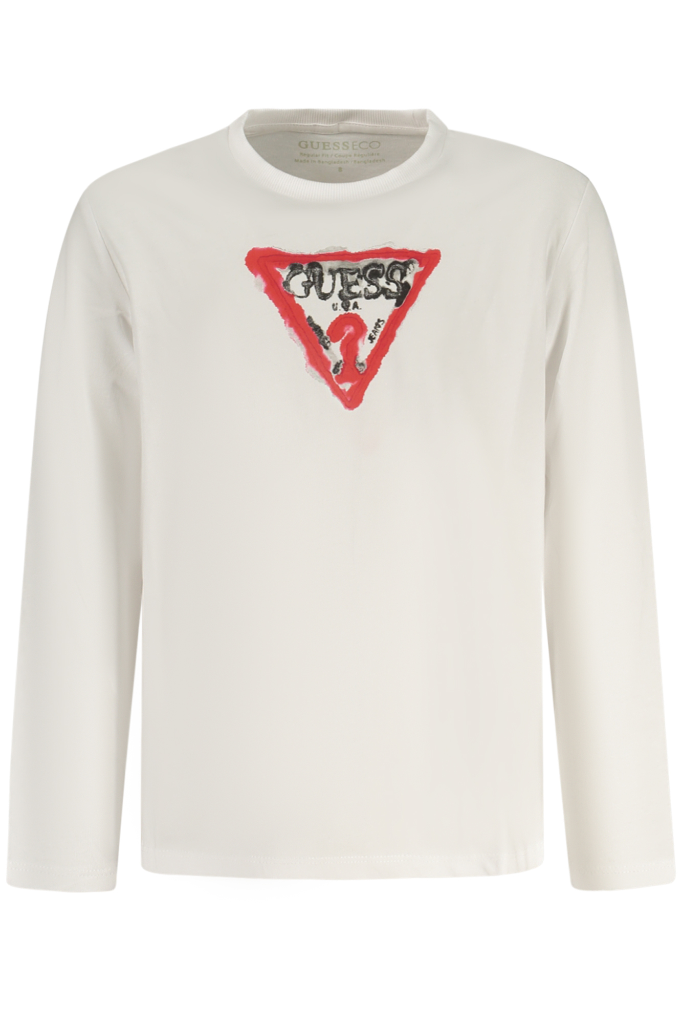 GUESS JEANS T-SHIRT MANICHE LUNGHE BAMBINO BIANCO
