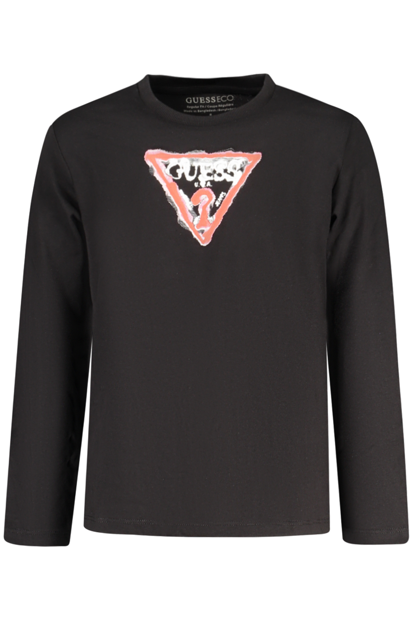 GUESS JEANS T-SHIRT MANICHE LUNGHE BAMBINO NERO