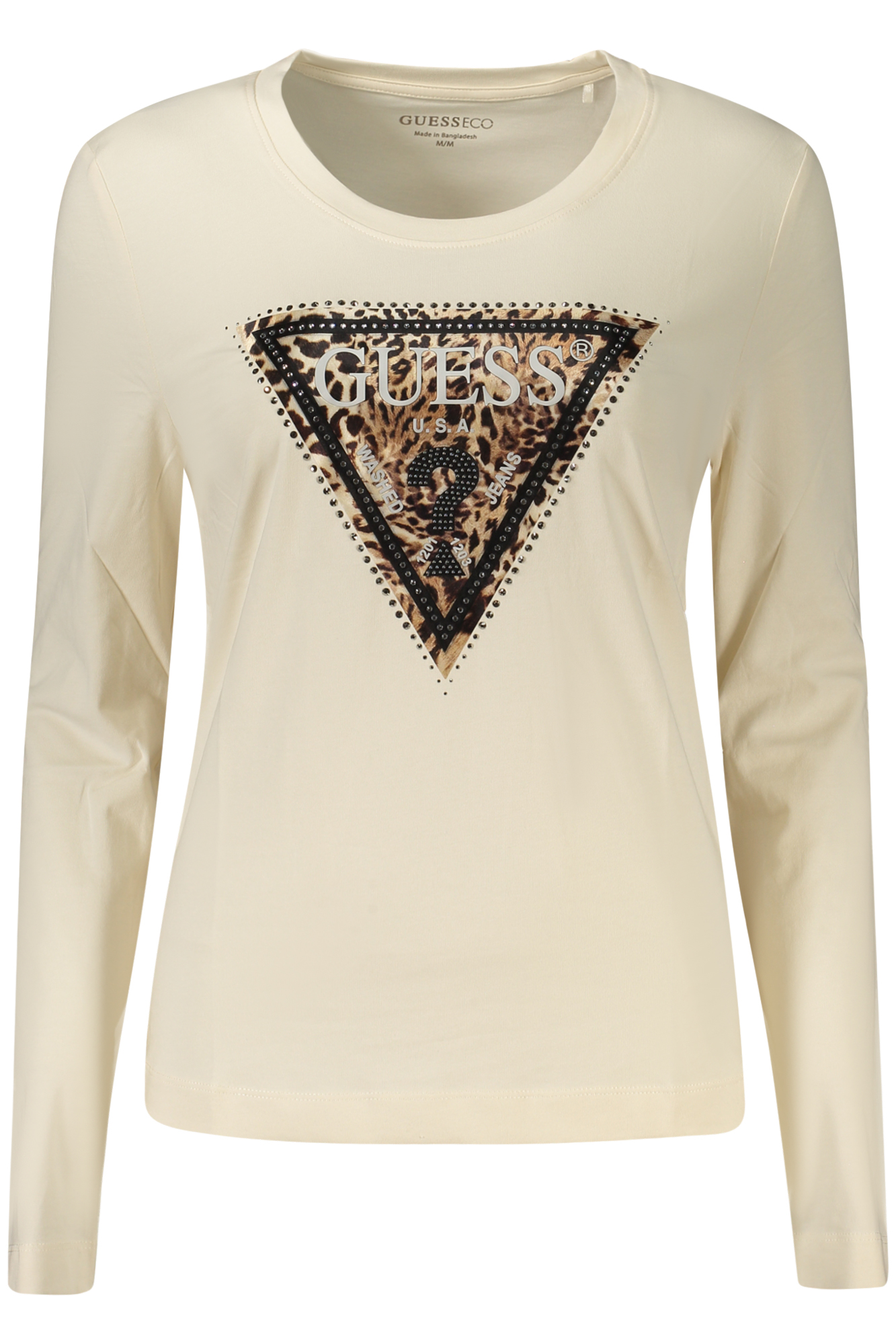 GUESS JEANS T-SHIRT MANICHE LUNGHE DONNA BEIGE