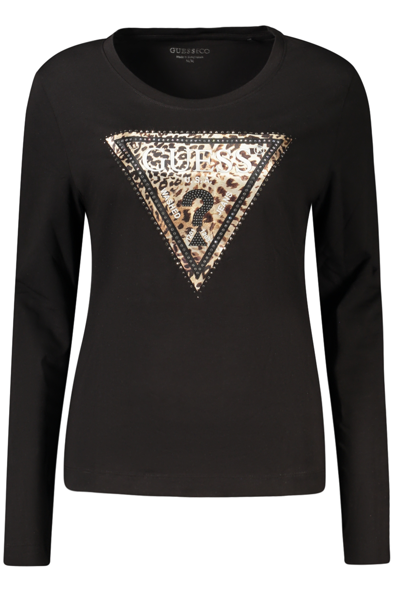 GUESS JEANS T-SHIRT MANICHE LUNGHE DONNA NERO